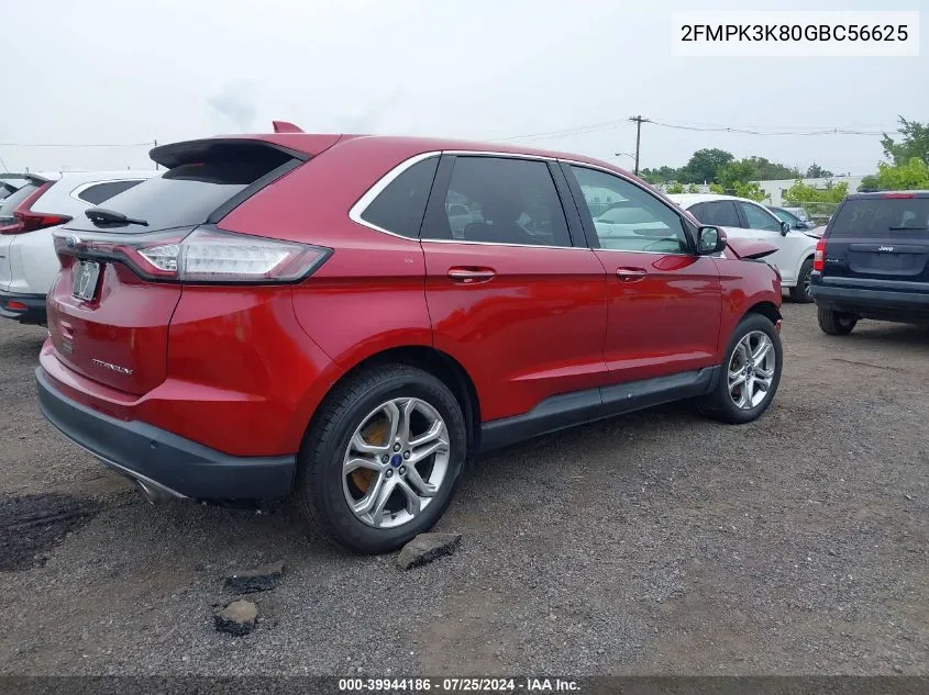 2016 Ford Edge Titanium VIN: 2FMPK3K80GBC56625 Lot: 39944186