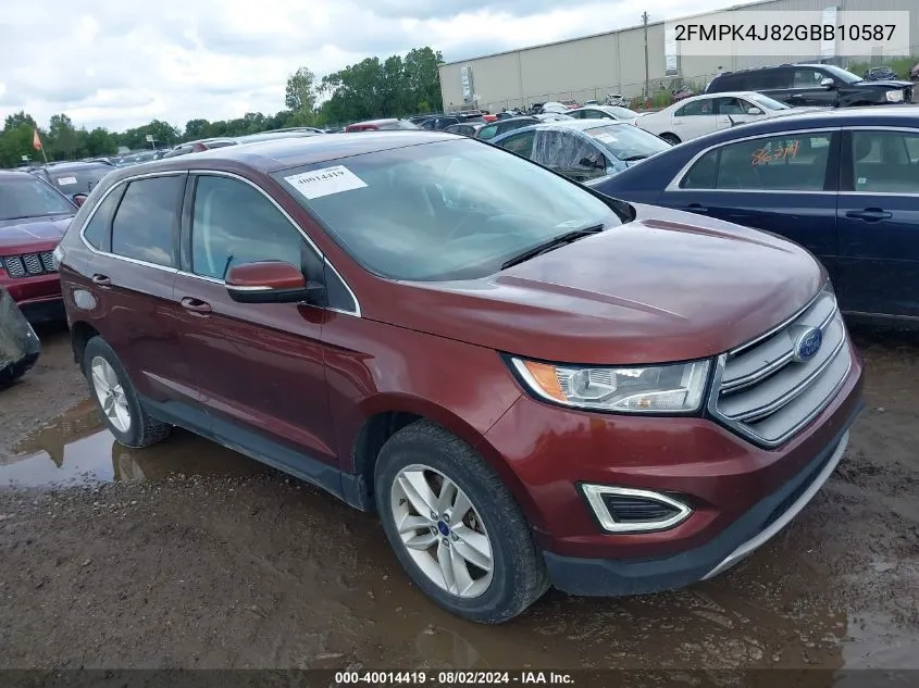 2016 Ford Edge Sel VIN: 2FMPK4J82GBB10587 Lot: 40014419