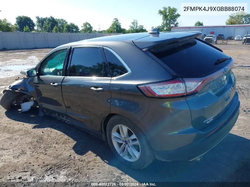 2016 Ford Edge Sel VIN: 2FMPK4J9XGBB88074 Lot: 40022726