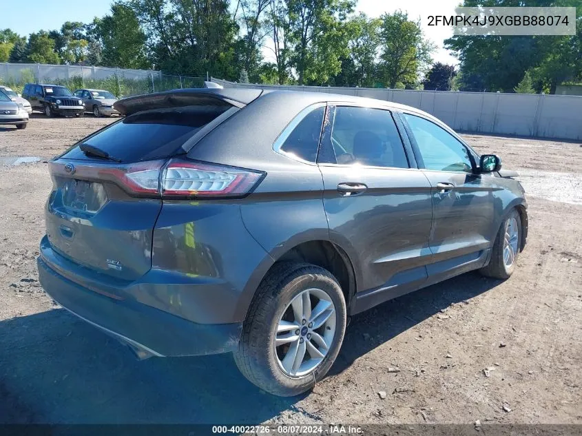 2016 Ford Edge Sel VIN: 2FMPK4J9XGBB88074 Lot: 40022726