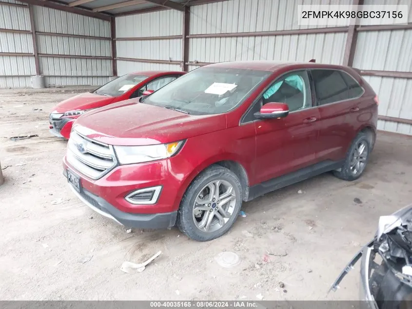 2016 Ford Edge Titanium VIN: 2FMPK4K98GBC37156 Lot: 40035165