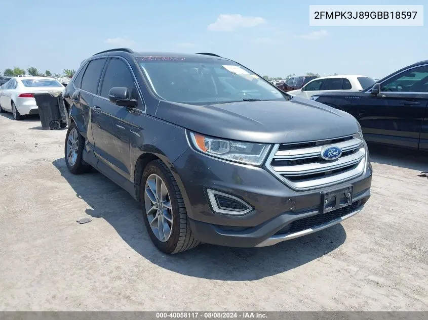 2016 Ford Edge Sel VIN: 2FMPK3J89GBB18597 Lot: 40058117