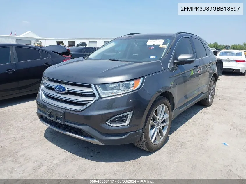 2016 Ford Edge Sel VIN: 2FMPK3J89GBB18597 Lot: 40058117