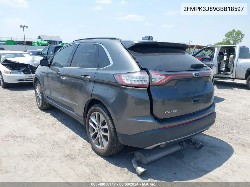 2016 Ford Edge Sel VIN: 2FMPK3J89GBB18597 Lot: 40058117