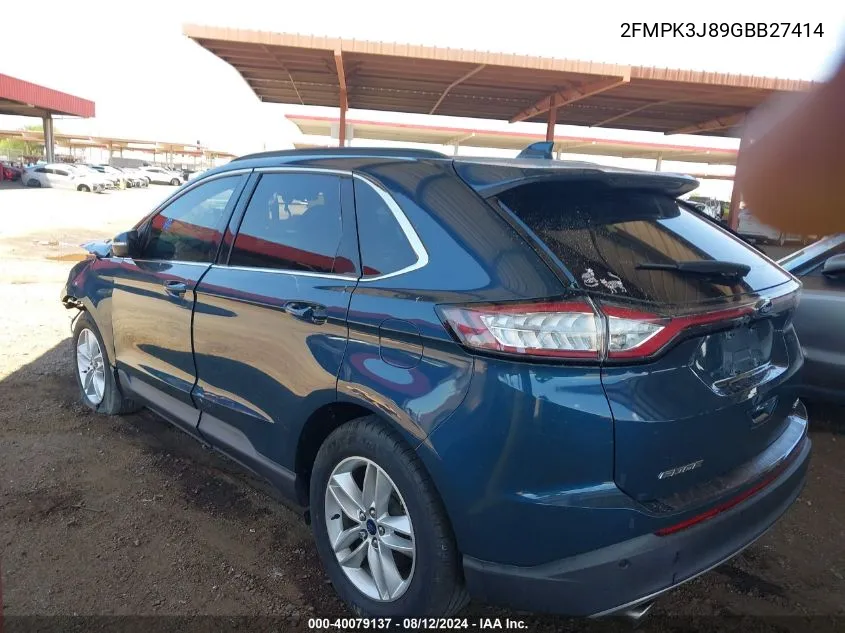 2016 Ford Edge Sel VIN: 2FMPK3J89GBB27414 Lot: 40079137