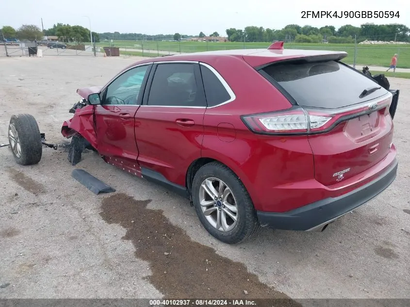 2016 Ford Edge Sel VIN: 2FMPK4J90GBB50594 Lot: 40102937