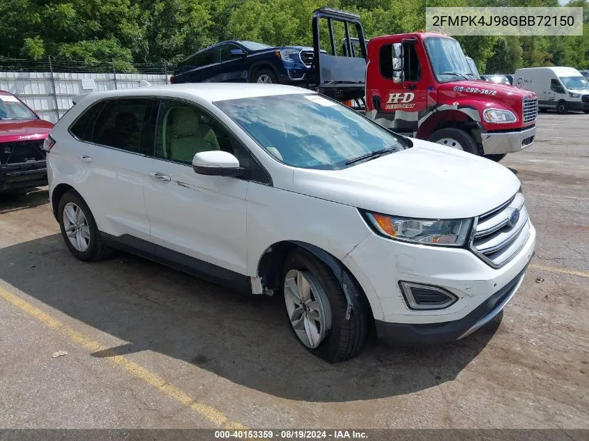 2016 Ford Edge Sel VIN: 2FMPK4J98GBB72150 Lot: 40153359