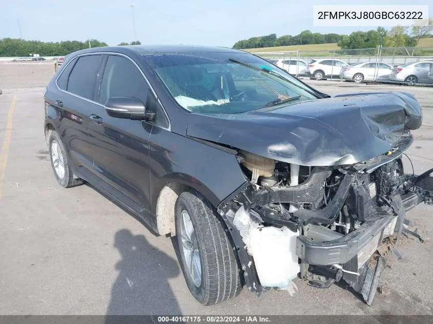 2016 Ford Edge Sel VIN: 2FMPK3J80GBC63222 Lot: 40167175