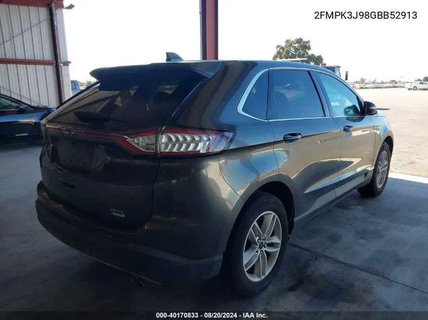 2016 Ford Edge Sel VIN: 2FMPK3J98GBB52913 Lot: 40170833