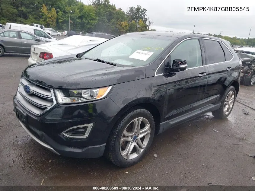 2016 Ford Edge Titanium VIN: 2FMPK4K87GBB05545 Lot: 40200589