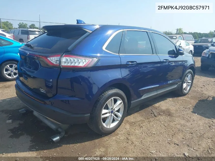 2016 Ford Edge Sel VIN: 2FMPK4J92GBC57971 Lot: 40207825