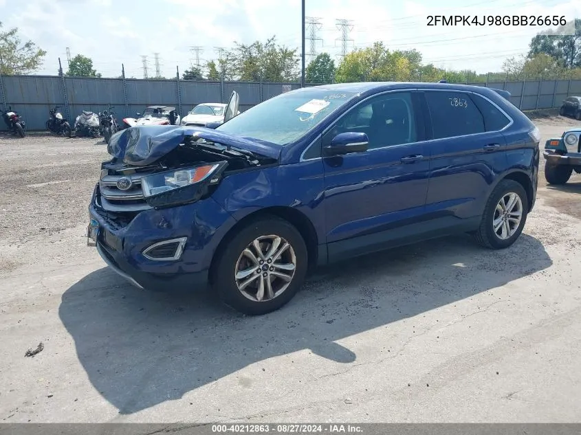 2016 Ford Edge Sel VIN: 2FMPK4J98GBB26656 Lot: 40212863