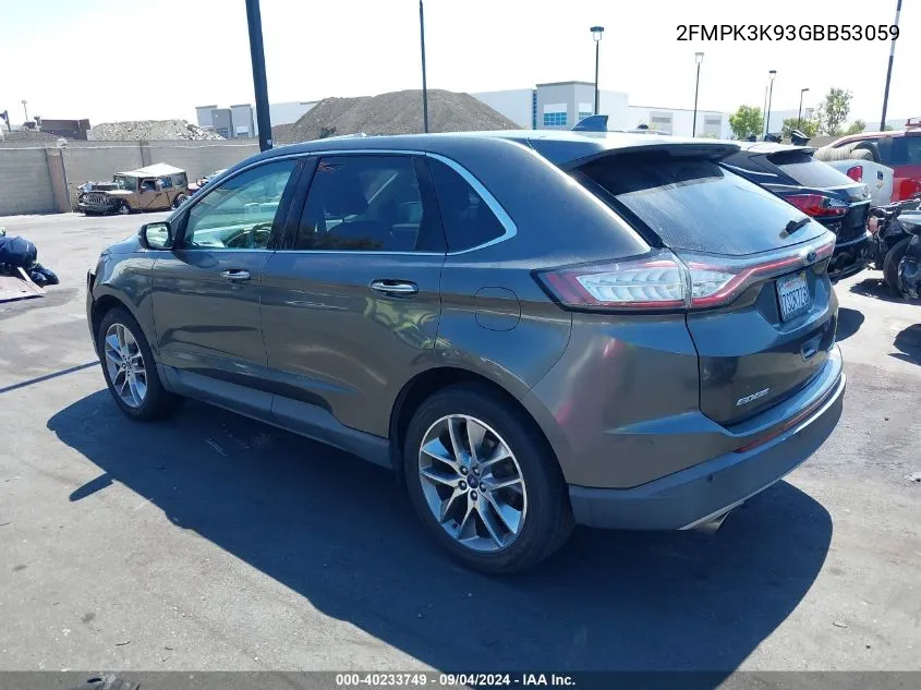 2016 Ford Edge Titanium VIN: 2FMPK3K93GBB53059 Lot: 40233749