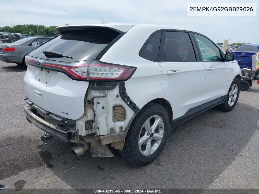 2016 Ford Edge Se VIN: 2FMPK4G92GBB29026 Lot: 40239645