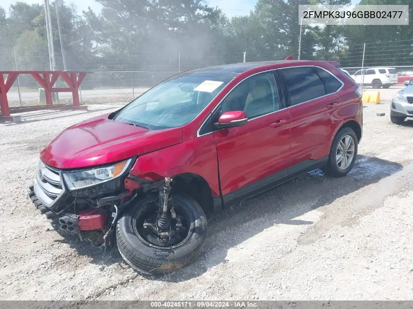 2016 Ford Edge Sel VIN: 2FMPK3J96GBB02477 Lot: 40245171