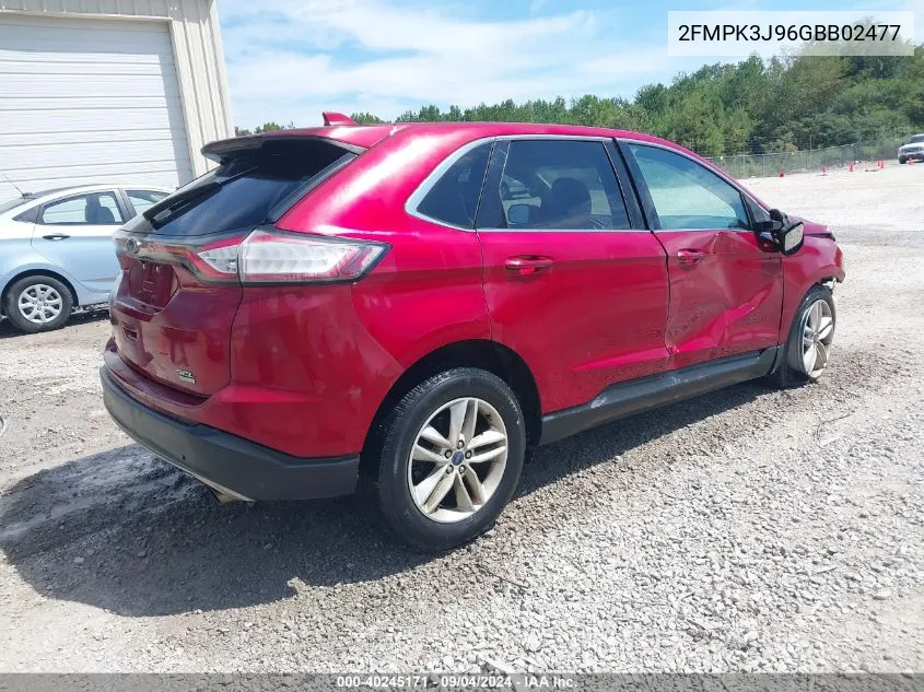 2016 Ford Edge Sel VIN: 2FMPK3J96GBB02477 Lot: 40245171