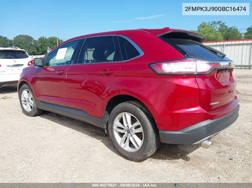 2016 Ford Edge Sel VIN: 2FMPK3J90GBC16474 Lot: 40270621