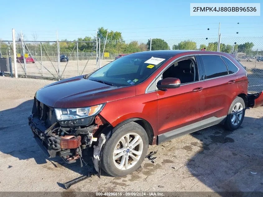 2016 Ford Edge Sel VIN: 2FMPK4J88GBB96536 Lot: 40296615