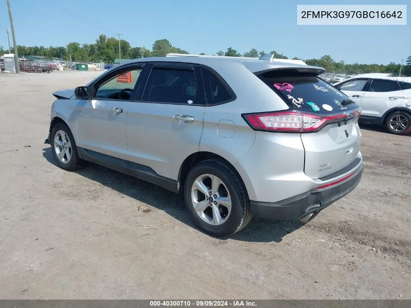 2016 Ford Edge Se VIN: 2FMPK3G97GBC16642 Lot: 40300710