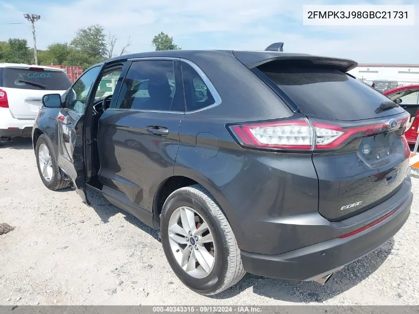 2016 Ford Edge Sel VIN: 2FMPK3J98GBC21731 Lot: 40343315