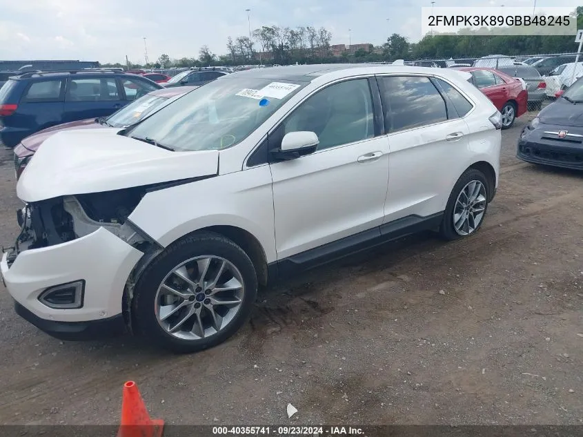 2016 Ford Edge Titanium VIN: 2FMPK3K89GBB48245 Lot: 40355741