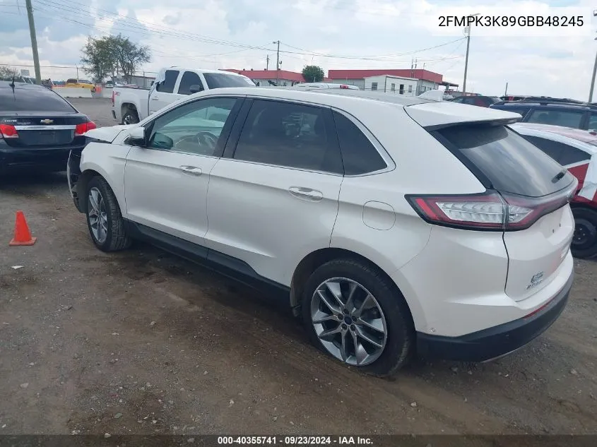 2016 Ford Edge Titanium VIN: 2FMPK3K89GBB48245 Lot: 40355741