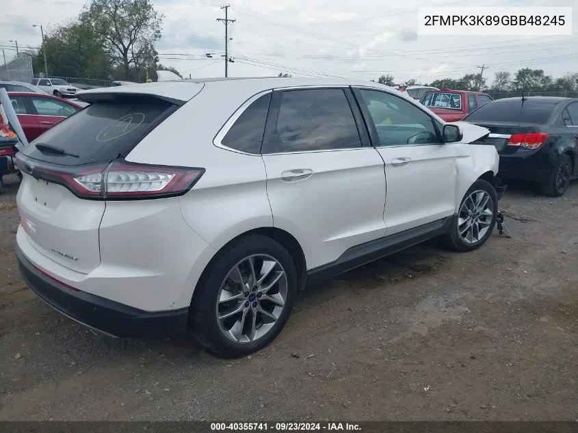 2016 Ford Edge Titanium VIN: 2FMPK3K89GBB48245 Lot: 40355741