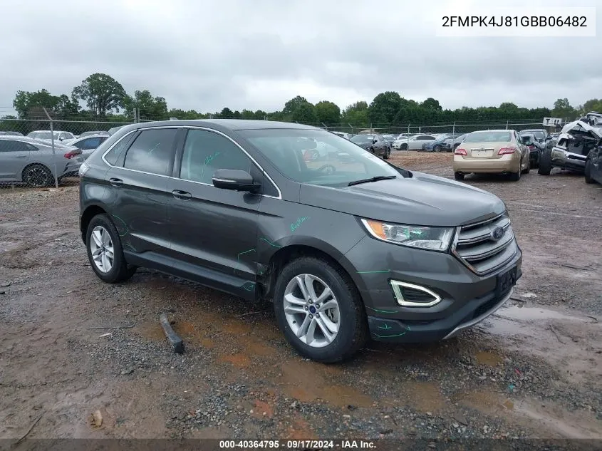 2016 Ford Edge Sel VIN: 2FMPK4J81GBB06482 Lot: 40364795