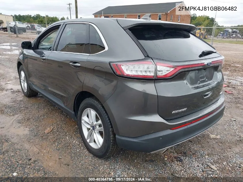 2016 Ford Edge Sel VIN: 2FMPK4J81GBB06482 Lot: 40364795