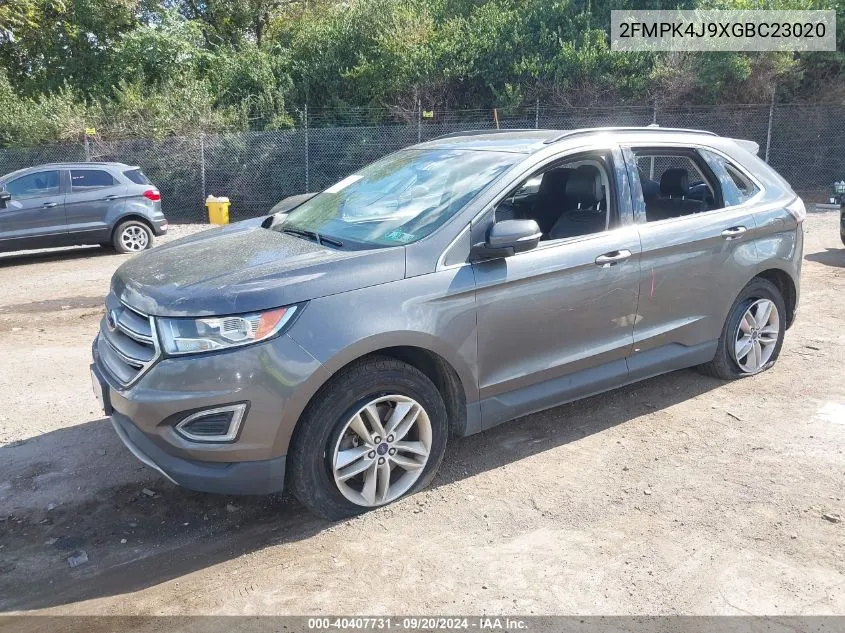 2016 Ford Edge Sel VIN: 2FMPK4J9XGBC23020 Lot: 40407731