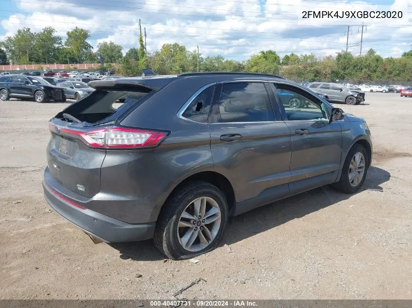 2016 Ford Edge Sel VIN: 2FMPK4J9XGBC23020 Lot: 40407731