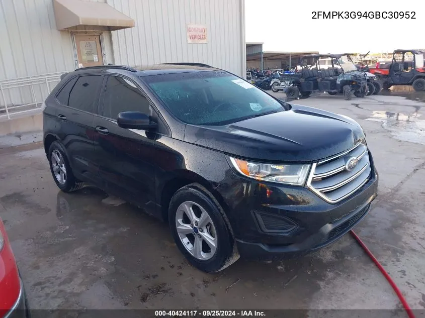 2016 Ford Edge Se VIN: 2FMPK3G94GBC30952 Lot: 40424117