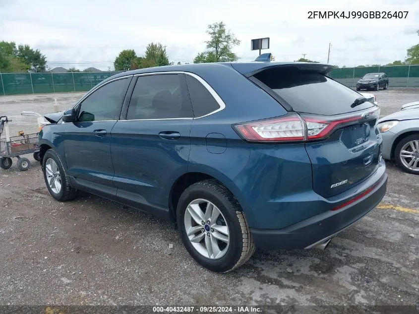 2016 Ford Edge Sel VIN: 2FMPK4J99GBB26407 Lot: 40432487