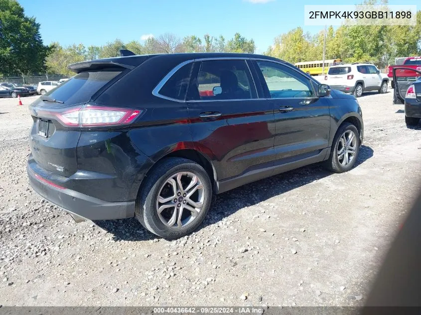 2016 Ford Edge Titanium VIN: 2FMPK4K93GBB11898 Lot: 40436642