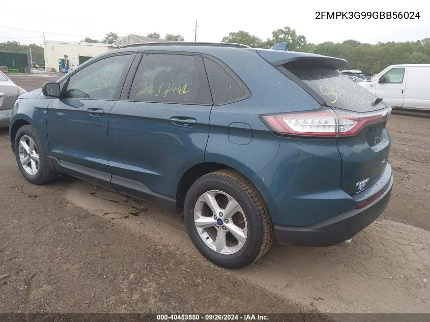 2016 Ford Edge Se VIN: 2FMPK3G99GBB56024 Lot: 40453550