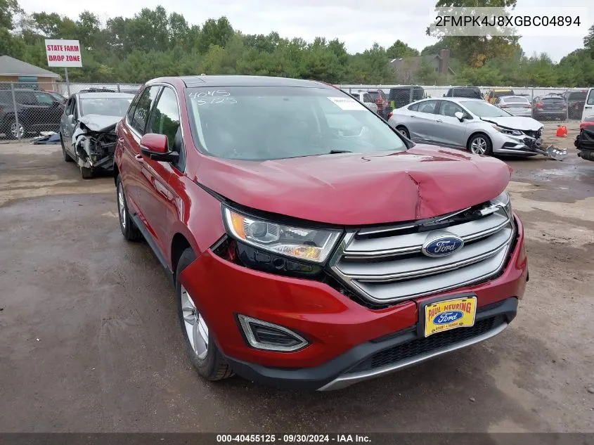 2016 Ford Edge Sel VIN: 2FMPK4J8XGBC04894 Lot: 40455125