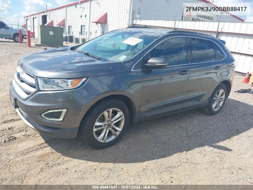 2016 Ford Edge Sel VIN: 2FMPK3J90GBB88417 Lot: 40461847