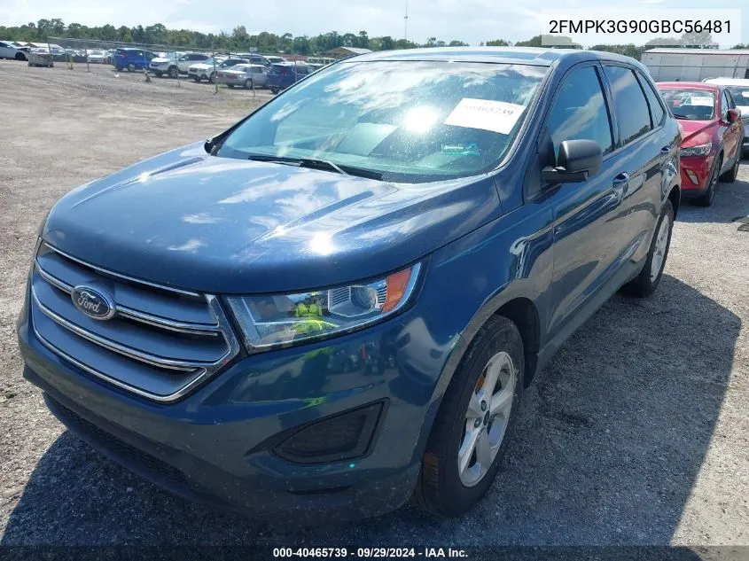 2016 Ford Edge Se VIN: 2FMPK3G90GBC56481 Lot: 40465739