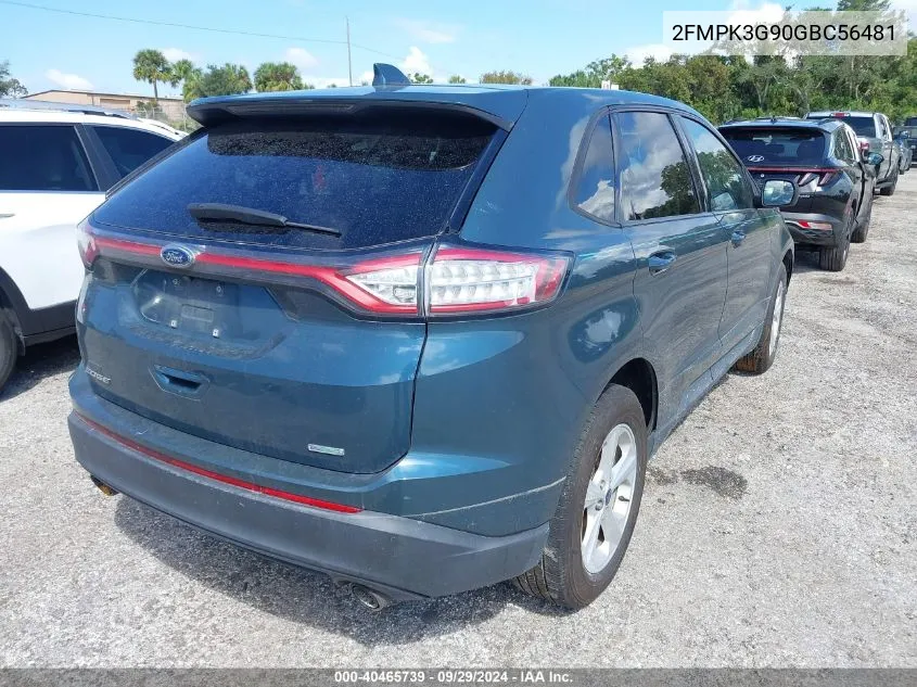 2016 Ford Edge Se VIN: 2FMPK3G90GBC56481 Lot: 40465739