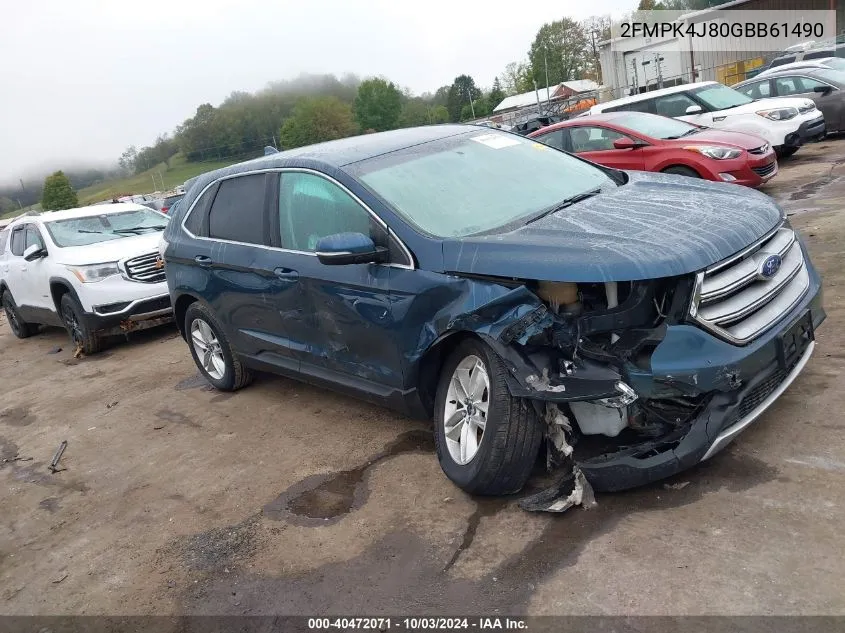 2016 Ford Edge Sel VIN: 2FMPK4J80GBB61490 Lot: 40472071