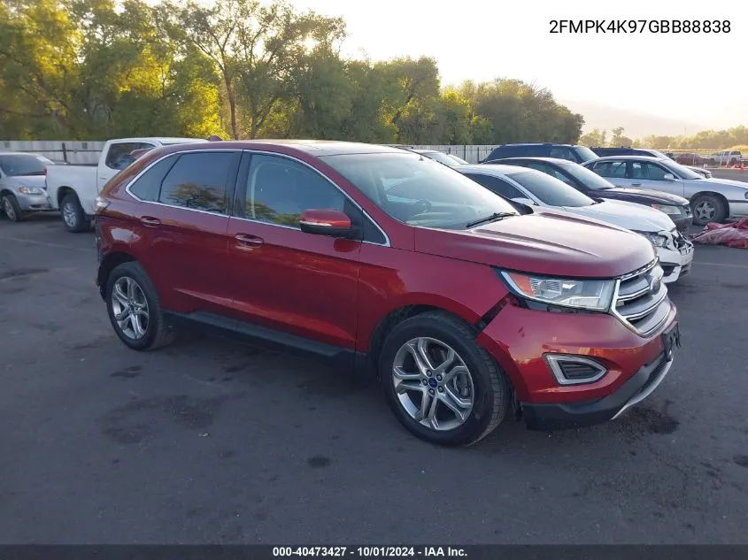 2016 Ford Edge Titanium VIN: 2FMPK4K97GBB88838 Lot: 40473427