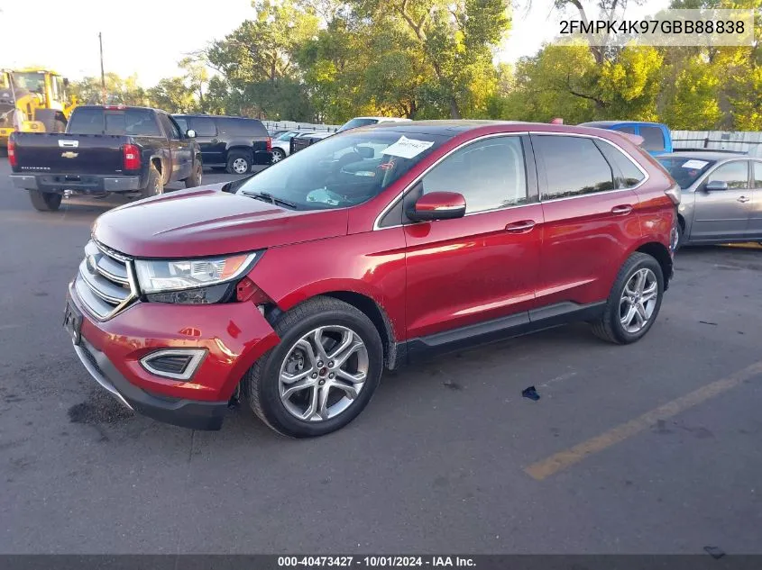 2016 Ford Edge Titanium VIN: 2FMPK4K97GBB88838 Lot: 40473427