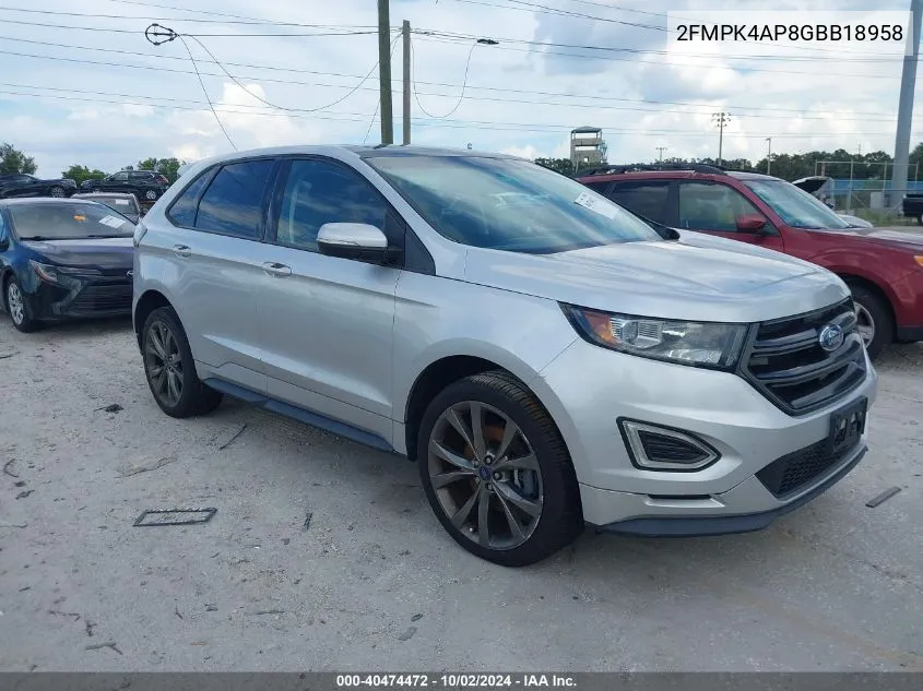 2016 Ford Edge Sport VIN: 2FMPK4AP8GBB18958 Lot: 40474472