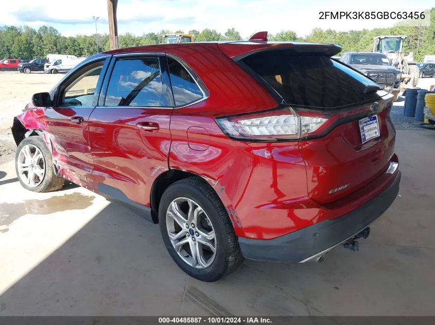 2016 Ford Edge Titanium VIN: 2FMPK3K85GBC63456 Lot: 40485887