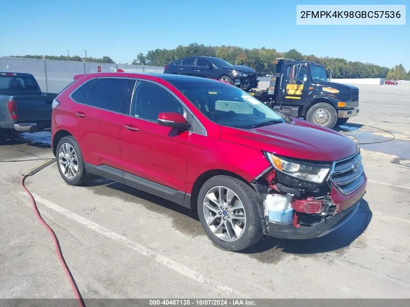 2016 Ford Edge Titanium VIN: 2FMPK4K98GBC57536 Lot: 40487135