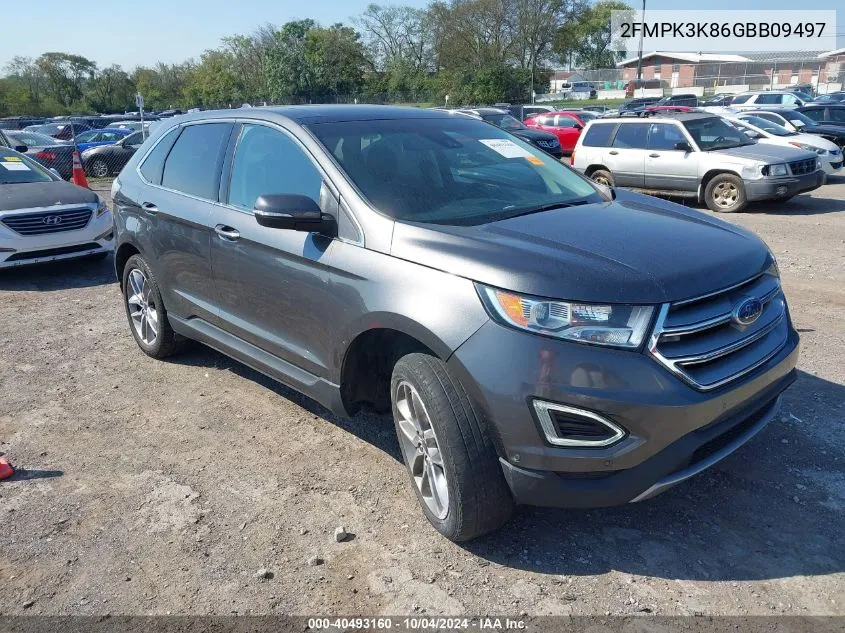 2016 Ford Edge Titanium VIN: 2FMPK3K86GBB09497 Lot: 40493160