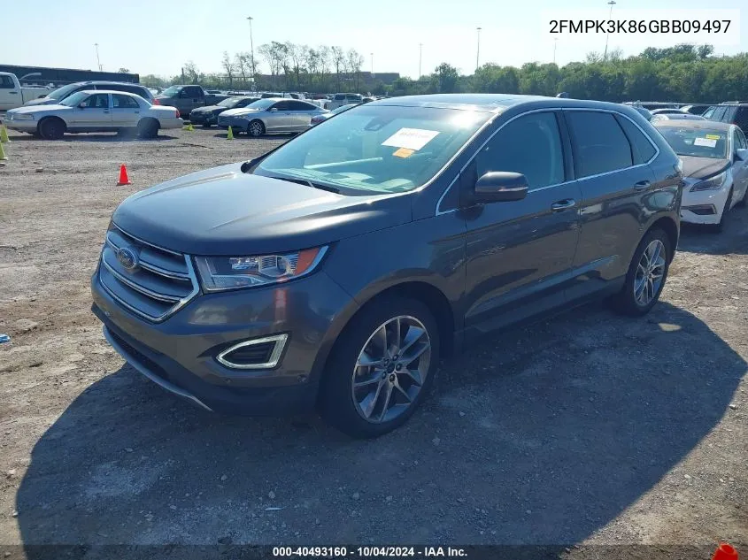 2016 Ford Edge Titanium VIN: 2FMPK3K86GBB09497 Lot: 40493160