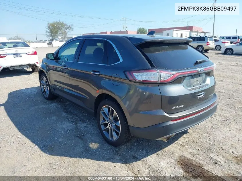 2016 Ford Edge Titanium VIN: 2FMPK3K86GBB09497 Lot: 40493160