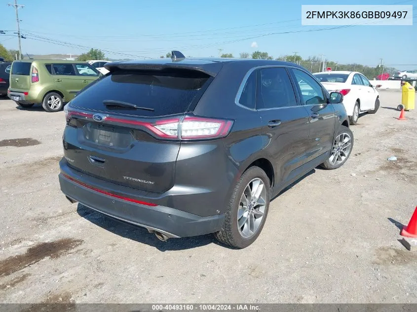 2016 Ford Edge Titanium VIN: 2FMPK3K86GBB09497 Lot: 40493160