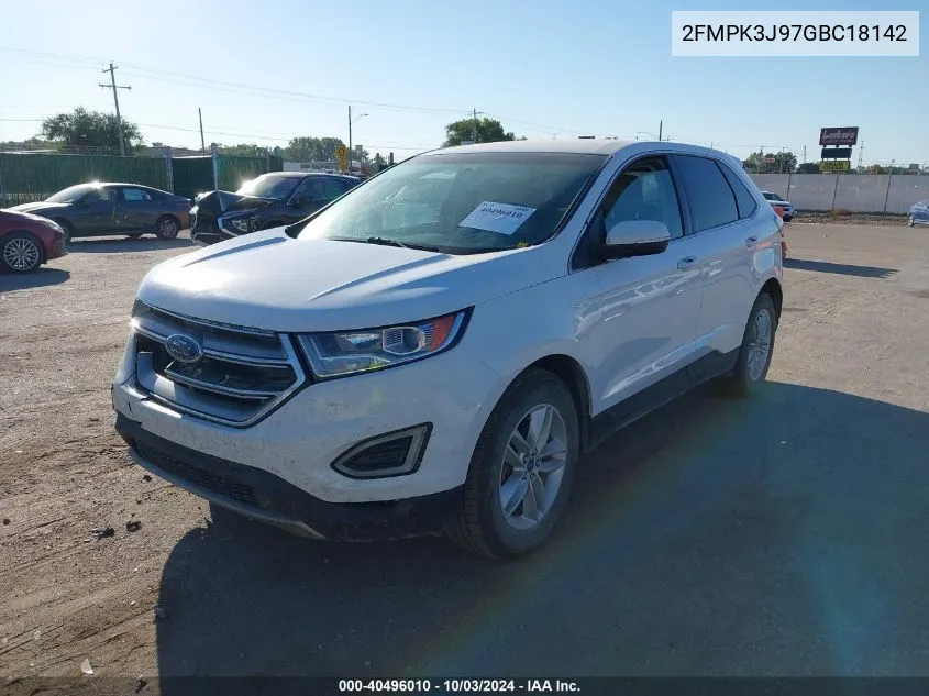 2016 Ford Edge Sel VIN: 2FMPK3J97GBC18142 Lot: 40496010